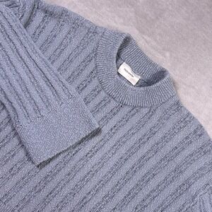 Holzweiler Organic Cotton Rib Knit Sweater Blue Grey Cropped Women's M Scandi